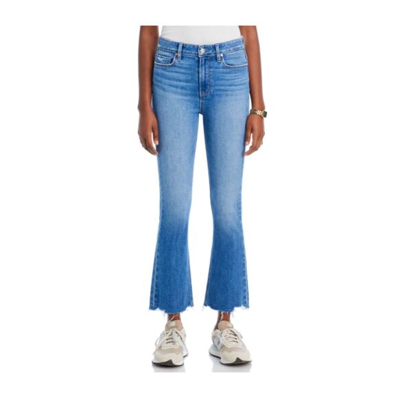 $229 PAIGE Colette High Rise Cropped Flare Jeans Bellflower - Picture 3 of 5